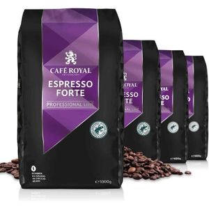 CAFÉ EN GRAINS 4KG Grains de CAFÉ ESPRESSO FORTE - Certifié Rainforest - Intensité Maximale by Café Royal