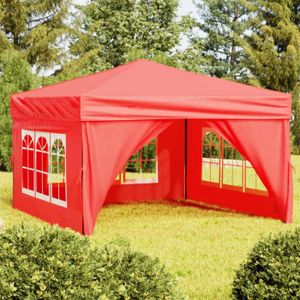 TONNELLE - BARNUM Tente de réception pliable avec parois Rouge 3x3 m