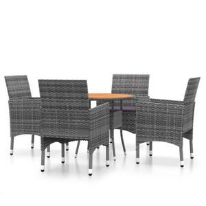 Ensemble table et chaise de jardin Meubles de Jardin en Résine tressée, Ensemble de salle à manger de jardin 4 chaises avec table, Couleur gris Z1