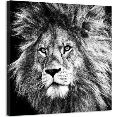 Tableau déco mural lion noir et blanc au style chic
