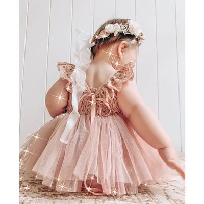 Jupe tutu en tulle et dentelle pour bébé fille, 2 pièces, bandeau de sauna  à fleurs, ensemble en maille, tenues pour nouveau-né