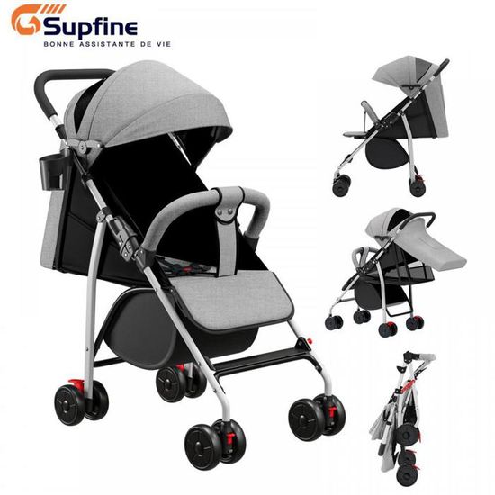 Poussette Canne Compacte 0-36 Kg - Pliable, Avec Capote Extensible, Moustiquaire, Panier, Roues EVA, Rouge - 2
