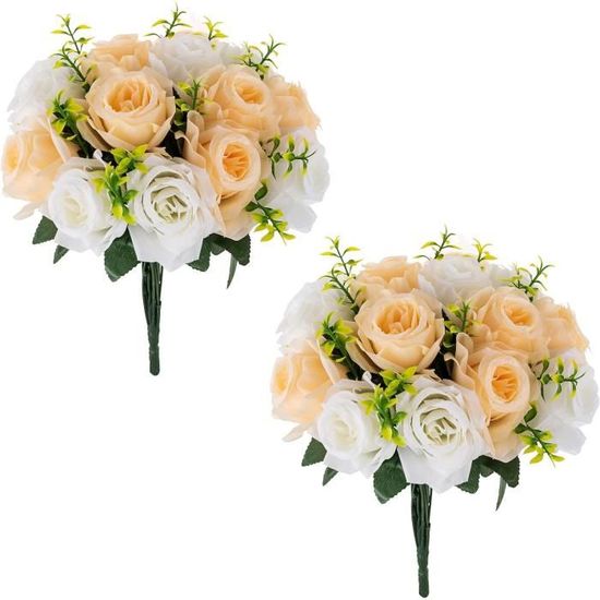 NUPTIO 2 Boules De Fleurs Artificielles Roses Blanches 40 Cm - Grandes Bouquets Pour Mariage, Centres De Table & Décorations Élégantes