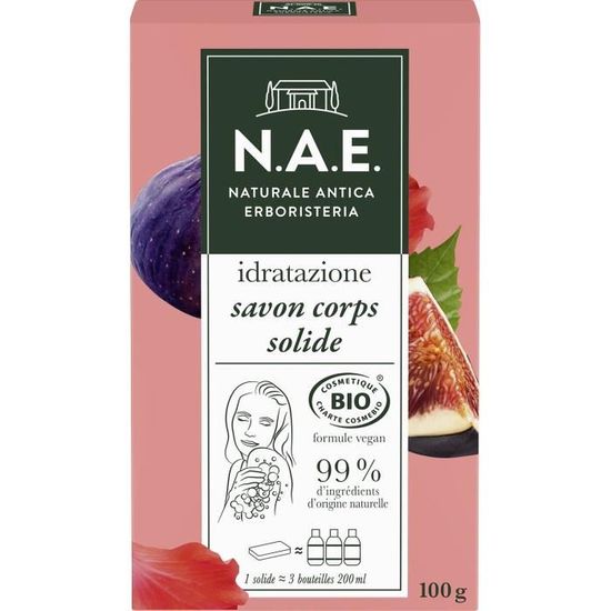 Savon solide douche corps hydratant - N.A.E - Idratazione - Bio - Formule  végane