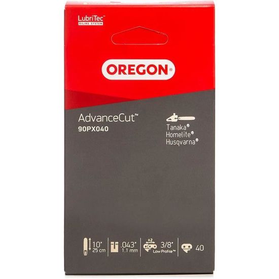 Oregon AdvanceCut 91PX Chaîne De Tronçonneuse Pour Ébrancheuses 25 Cm - Compatible Alpina, Black & Decker, Bosch, Worx - 40 Maillons Entraîneurs