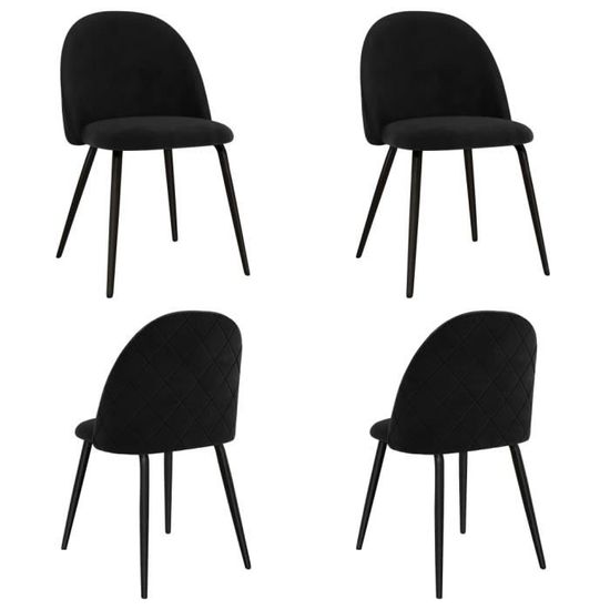 Market® Lot de 4 Chaises de salle à manger Mode Chaise de salon Noir Tissu 12743