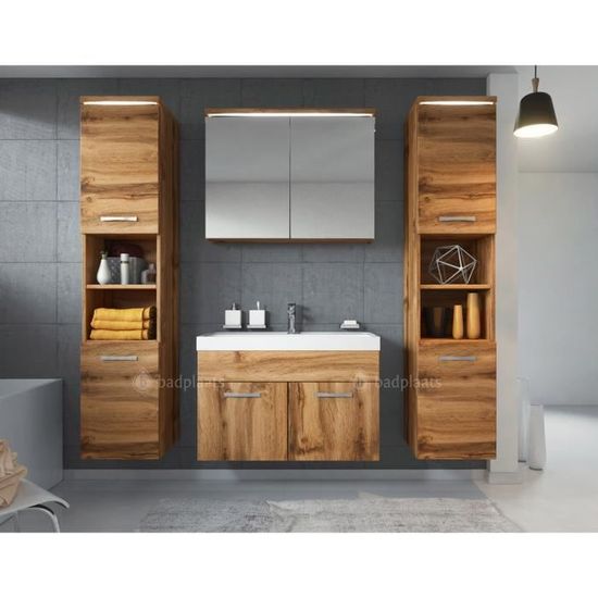 Ensemble salle de bain Wotan Paso XL 80x40 cm - Meuble lavabo, miroir et colonne