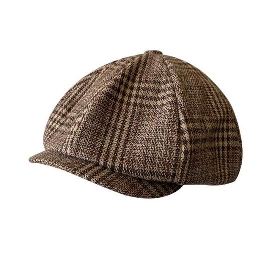 Béret Vintage Motif Carreaux Tartan - Années 70/80, Made In France (Taille S)