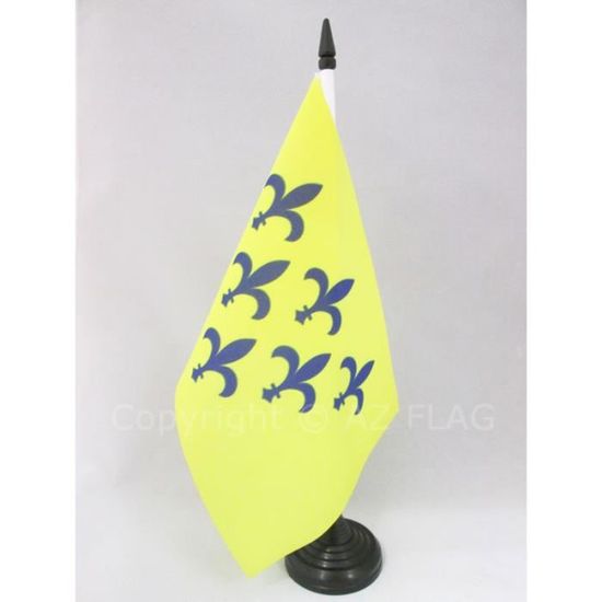 Drapeau De Table Duché De Bourgogne – 15 X 10 Cm – Polyester – Socle Plastique Noir – Décoration Bureau Ou Intérieur