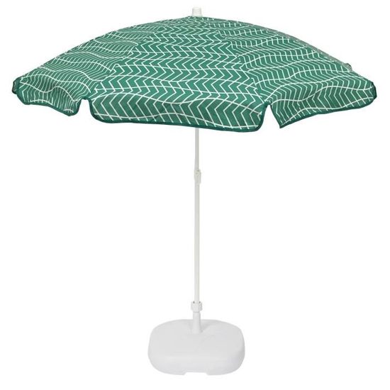 EZPELETA Parasol inclinable Bora - Ø 160 cm - Rayé vert et blanc Socle non inclus