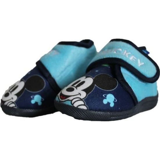 Chaussons Mickey Mouse Enfants Mi-Bottes - Chaussons Chauds Antidérapants Avec Velcro