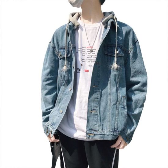 Veste En Jean Homme Casual - Blouson Denim Léger Mi-Saison, Coupe Ajustée Hiver Automne, Veste Travail Moto Extérieur Confortable