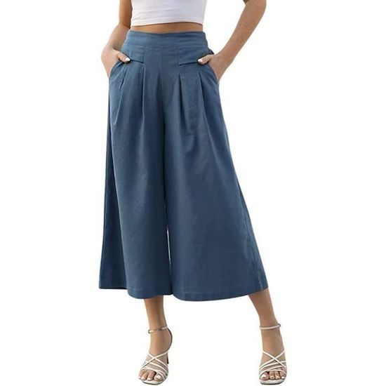 Pantalon Cargo Femme Taille Haute - Coupe Baggy élastiquée - 6 Poches - Style Y2K Streetwear - Idéal Sport, Trekking, Quotidien
