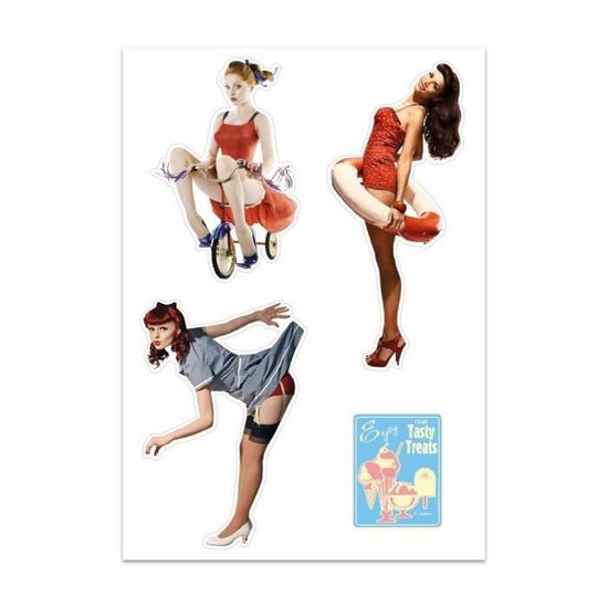 F05 Planche A4 de stickers pinup autocollant adhésif