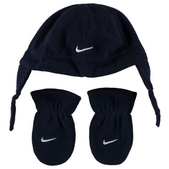 Ensemble Polaire Marine Bébé Garcon Nike Bonnet et Mitaines Naissance