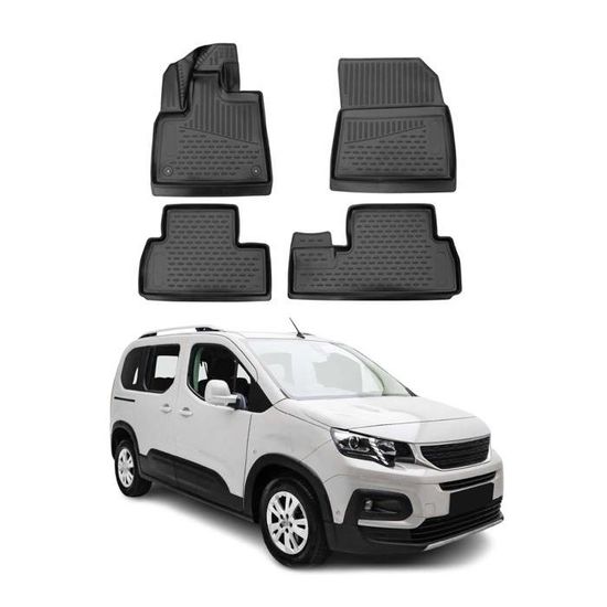 Tapis De Sol Caoutchouc Pour Citroën Berlingo 2018‑2025 – Noir, Imperméable, Antidérapant, Facile à Nettoyer