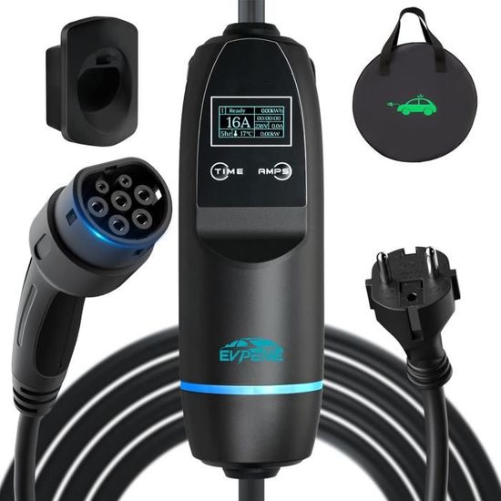 QIAO Typ 2 Ladekabel 3,68kW 6,5m - Mobile Wallbox Für E-Auto Mit Schuko Stecker