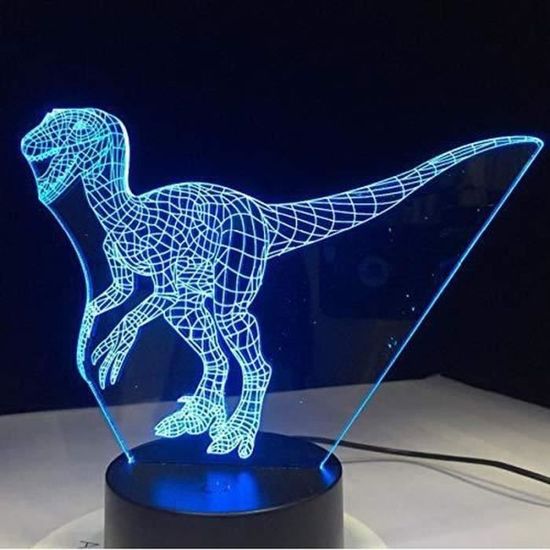 AWY15969-Veilleuse  Lampe 3D Lampe Dinosaure Bleu 7 Couleur Led Veilleuses Pour Enfants Touch Led Usb Table Bébé Sleeping Nightlig