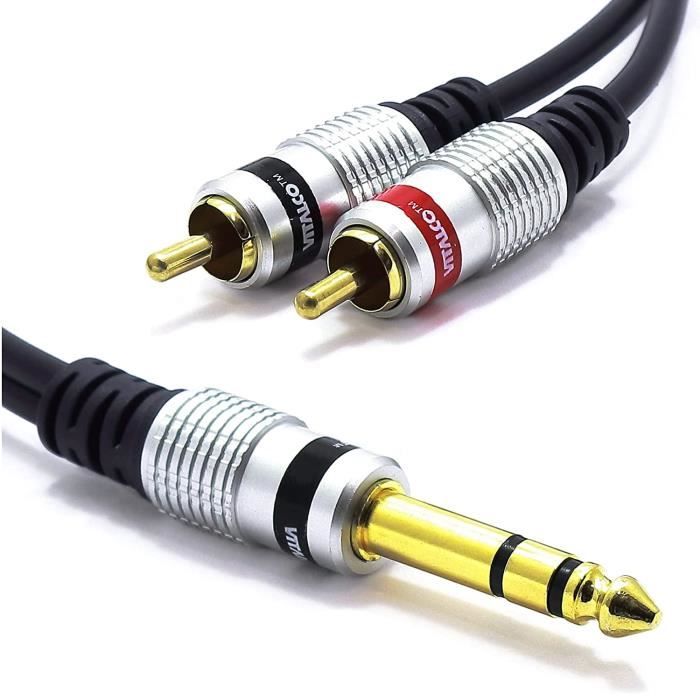 Jack 6.35mm vers RCA Cable 3m Vitalco double Cinch Male vers 2x