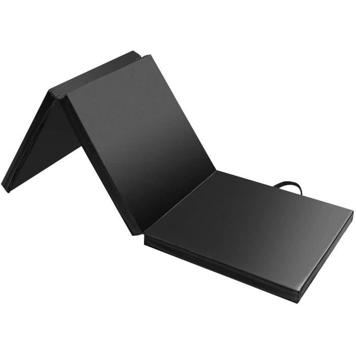 Tapis de Gymnastique Pliable 180 x 60 x 5 cm Epais et Portable Matelas de Gym Pliant pour Fitness et Exercices Couleur Noir