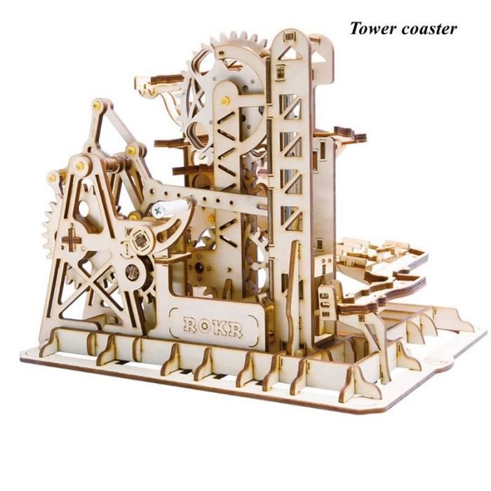(NO4)marbre course jeu bricolage roue à eau en bois modèle Kits de construction assemblage jouet cadeau pour