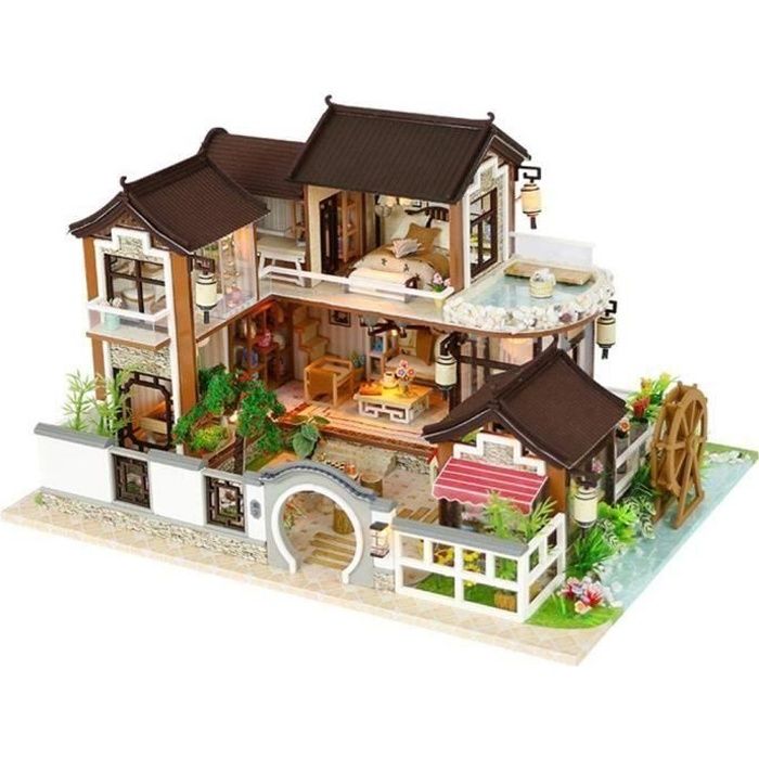 DIY Miniature Maison Maison de Poupée Bricolage Maison Miniature en Bois de Poupée Bricolage avec un Style Architectural