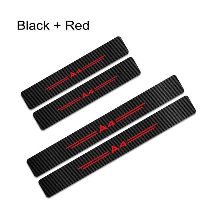 Black Red -Autocollants de protection de seuil de porte de voiture, 4 pièces, en vinyle, en Fiber de carbone, pour Audi A4 B5 B6 B7