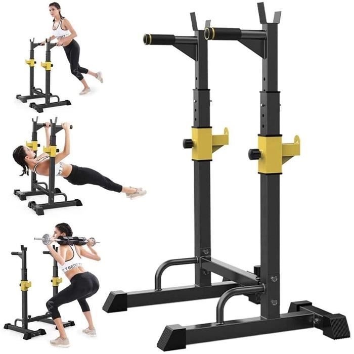BANC DE MUSCULATION Réglable haltère haltère Squat Rack Monter Banc Stable en Acier Squat Barbell Presse 497