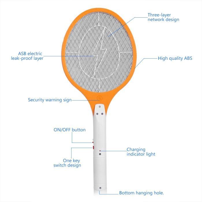 ZJCHAO Tapette à moustiques électrique Tapette de moustique électrique rechargeable sans fil Bug Zapper Raquette Insectes Killer