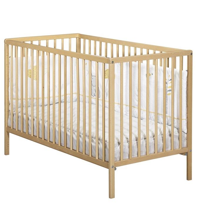 BABY PRICE - lit 120x60 tout barreaux vernis naturel first