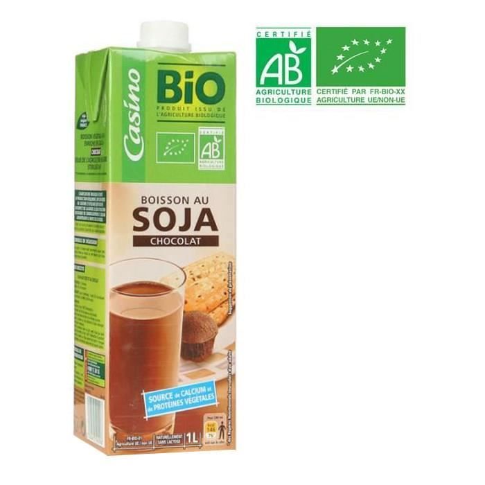 CASINO BIO Boisson Soja Calcium Choco 1l