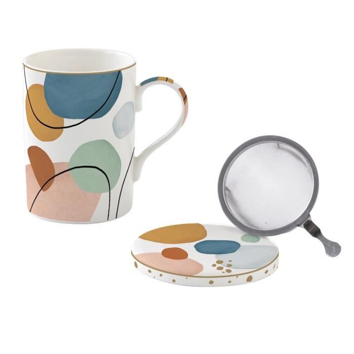 COFFRET TISANIERE EN PORCELAINE FILTRE INOX SHAPES - EASYLIFE