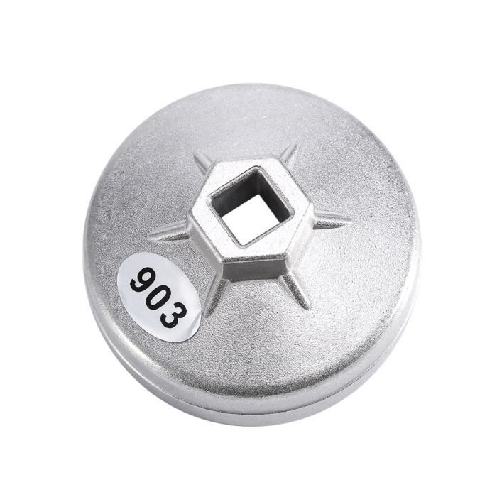 Outil de démontage de douille de clé de filtre à huile en aluminium de 74mm 14 cannelures 903 couleur argentée HB035
