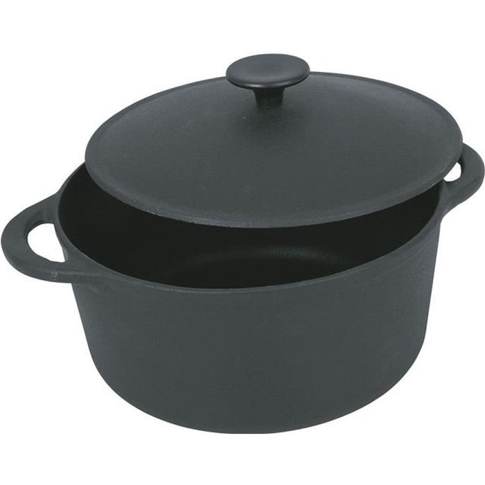CREALYS GOURMET Cocotte ronde en fonte d'acier émaillée - Ø 26 cm - 5 L - Noir - Tous feux dont induction