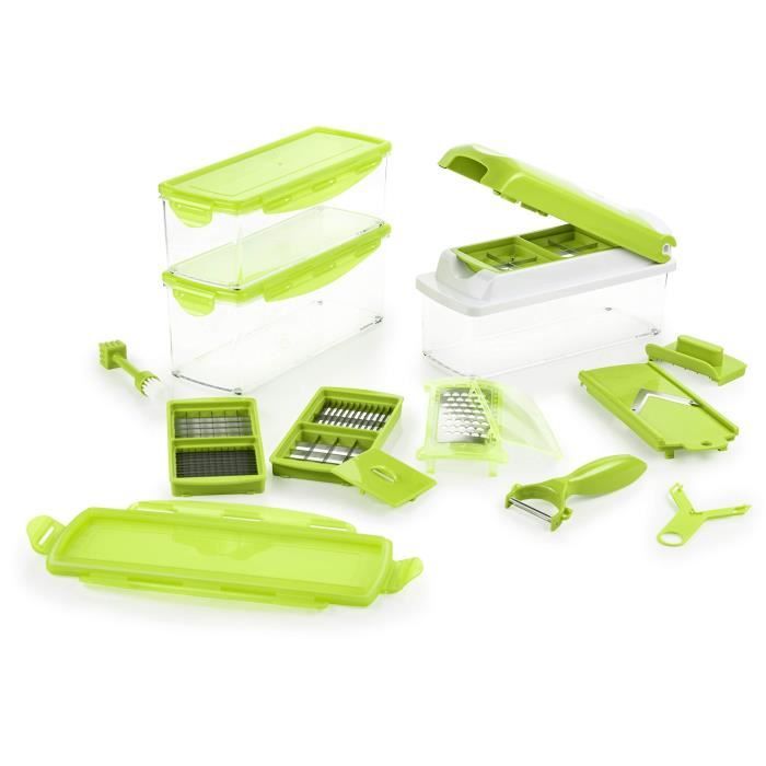 Genius Nicer Dicer Plus - 18 pièces - Kiwi - Trancheuse Multifonction - Découpe-Fruits et légumes