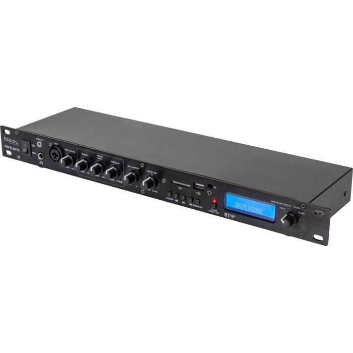 IBIZA SOUND 15-2249 Lecteur multimédia 19- 1U - Bluetooth, USB, SD, FM, AUX & télécommande