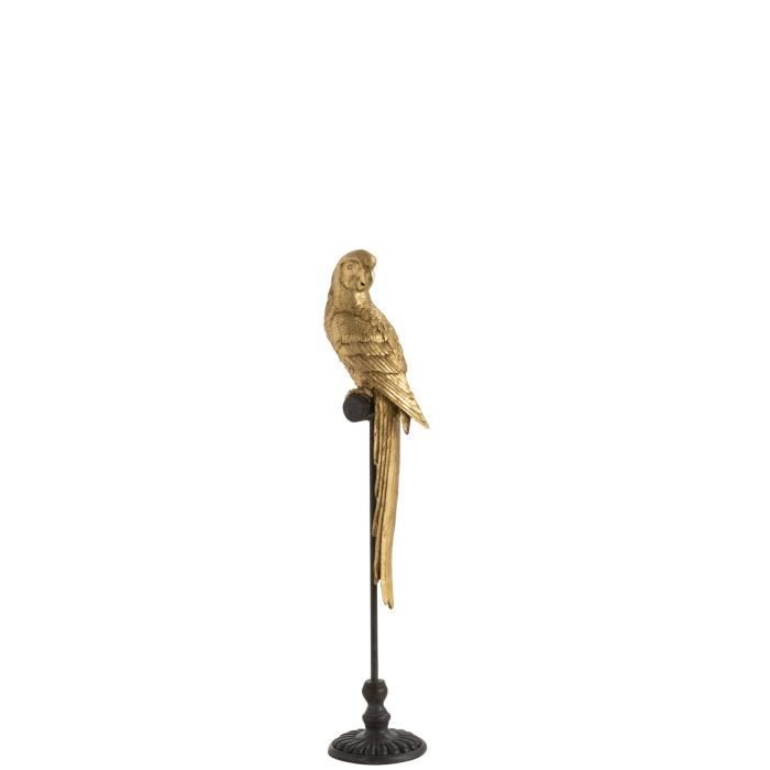 STATUETTE PERROQUET BATON RES OR/MAR S (15x13x65cm)