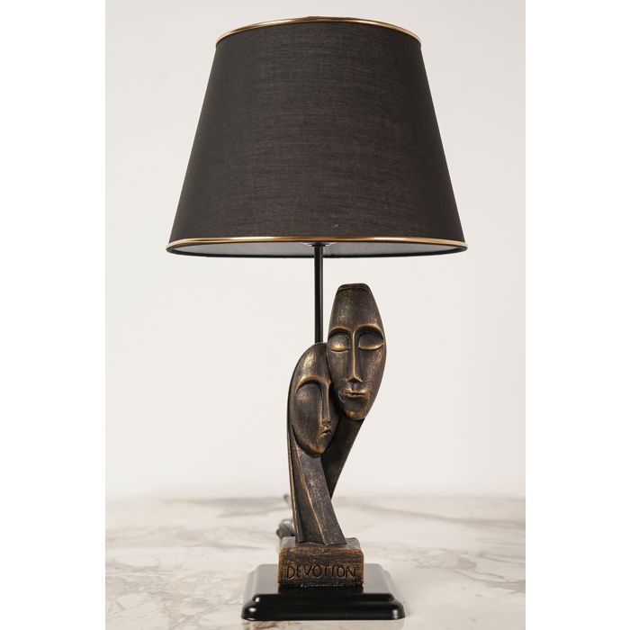 Lampe à poser portrait couple Replica 30x53cm Tissu Noir et Métal Or