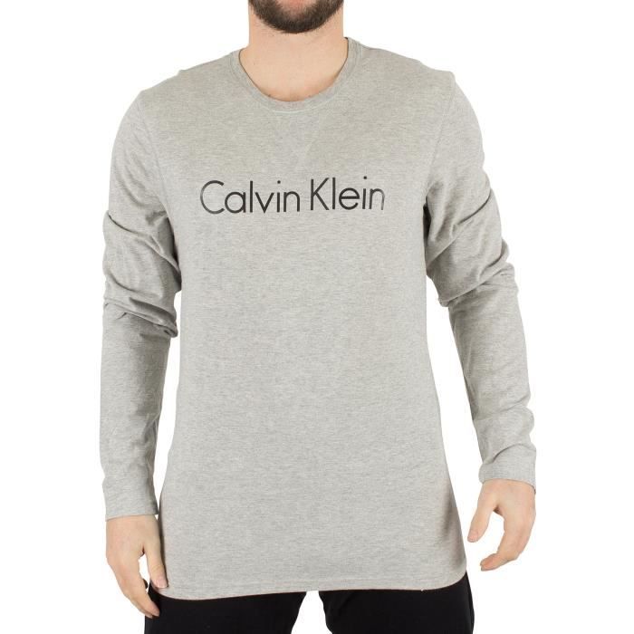 Calvin Klein Homme T-shirt manches Logo Marled, Gris
