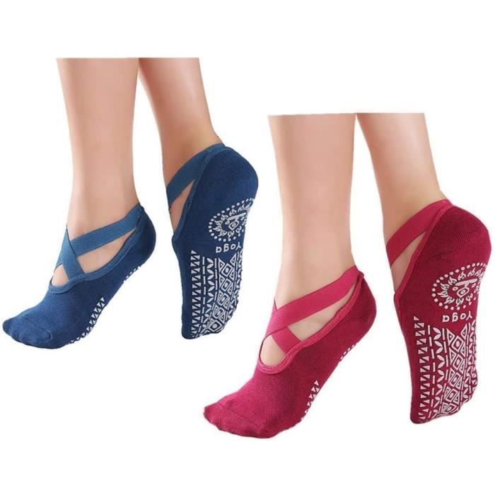 Demeuble® Chaussettes de Yoga antidérapantes pour Femme, Chaussettes de Pilates antidérapantes avec poignées