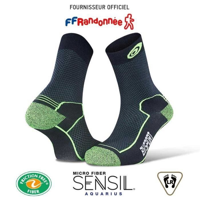Chaussettes de randonnée BV Sport double polyamide evo - noir/vert - 42/44