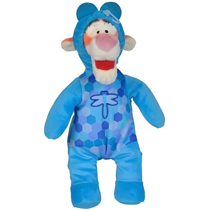 Peluche Tigrou En Grenouillere Libellule Bleu 34 Cm - Pyjama - Doudou Disney - Peluche Enfant