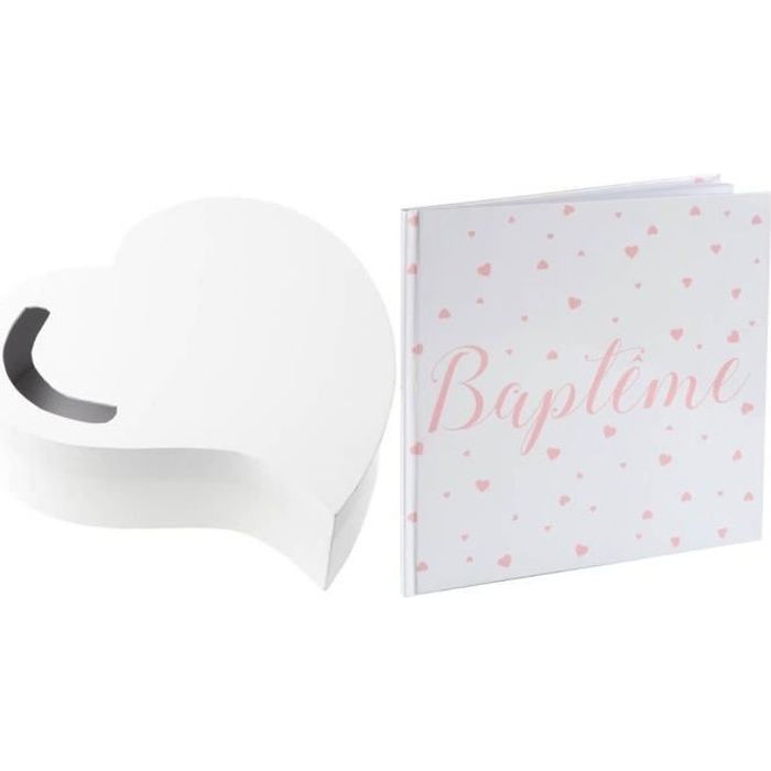 1 Pack Urne coeur et livre d'or Baptême corail R/3841-6341