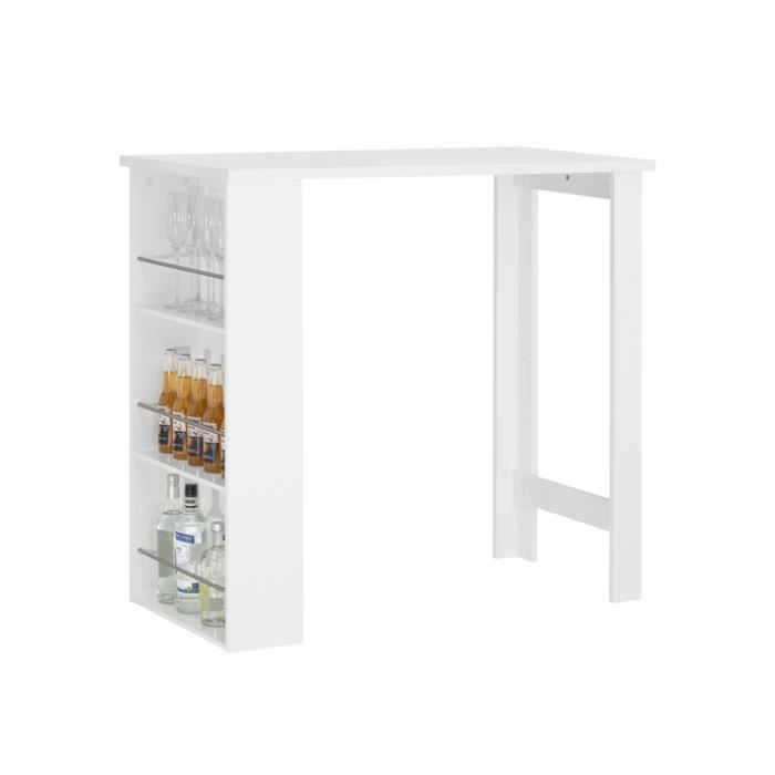 SoBuy® FWT17-W Table Haute de Bar Mange-debout Cuisine avec rangements– Blanc