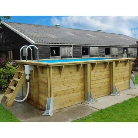 UBBINK Piscine bois Urban Pool 250x450 H140cm - Liner Gris – Hors sol, Semi enterrée ou enterrée - Garantie 15 ans