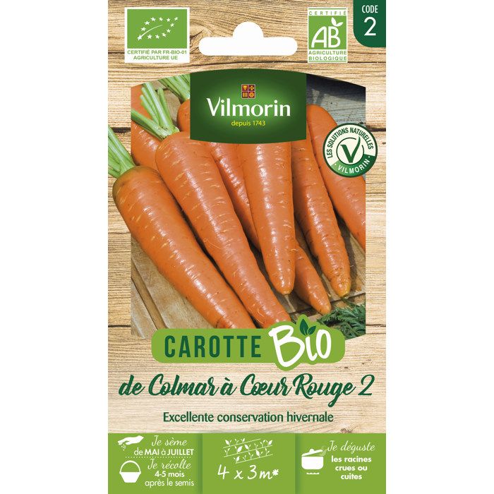 Sachet graines Carotte de Colma à coeur rouge 2 - BIO