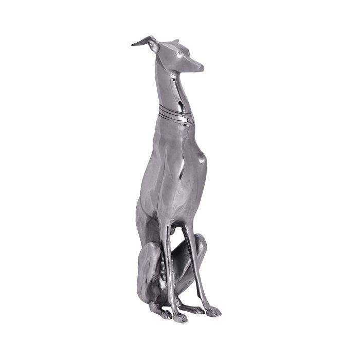 WOHNLING Décoration Design Chien aluminium argenté chien Greyhound sculpture statue