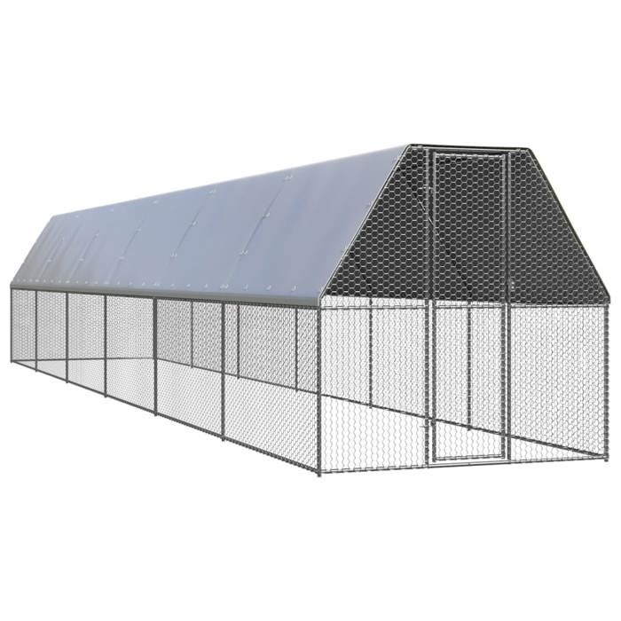 Comparer les prix de Poulailler d exterieur 2 x 12 x 2 m acier galvanise toit resistant a l eau