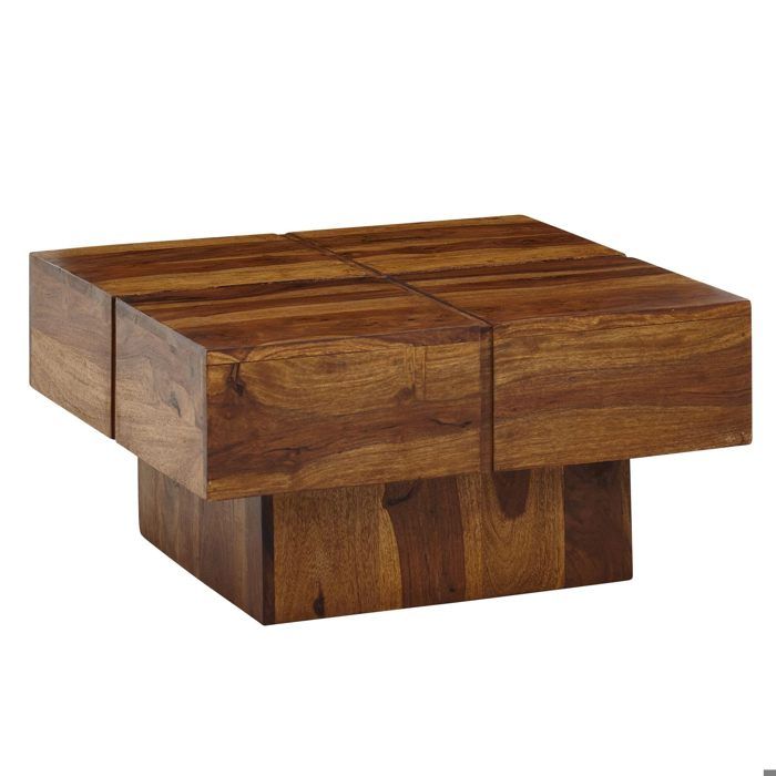 Table Basse Carrée - Meuble Design Moderne - Bois Massif - 57 5 cm - Vernis Protecteur - Salon