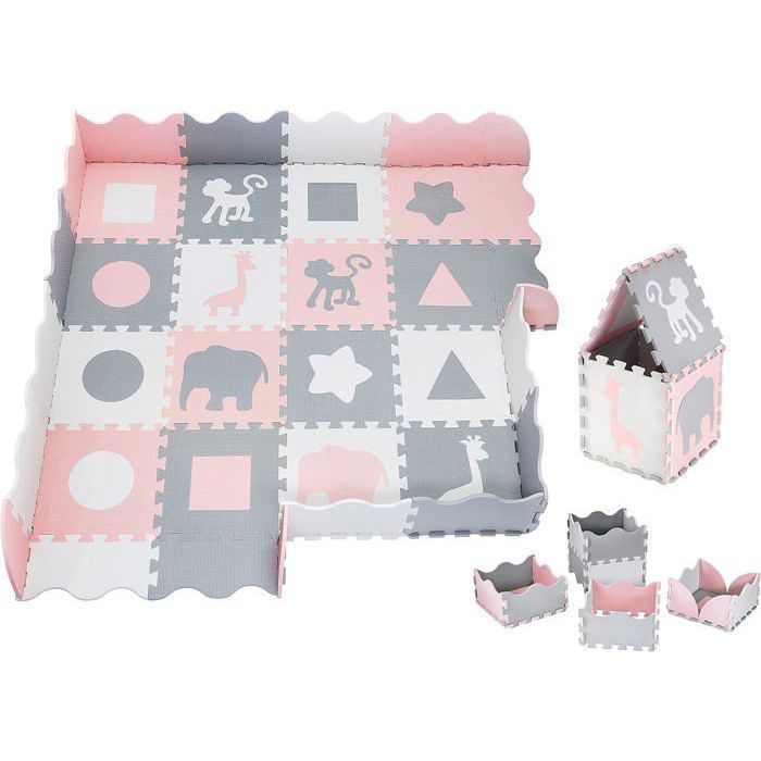 Tapis dÉveil MOBY SYSTEM Tapis Puzzle 150x150 cm Rose